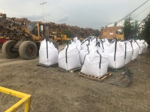 -3/4" crushed samples in 1 tonne totes ready to ship for processing